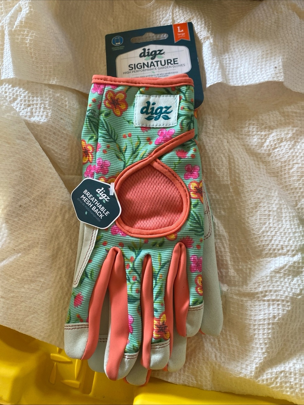 Floral Garden Gloves in Mint and Coral - Signature Breathable Design